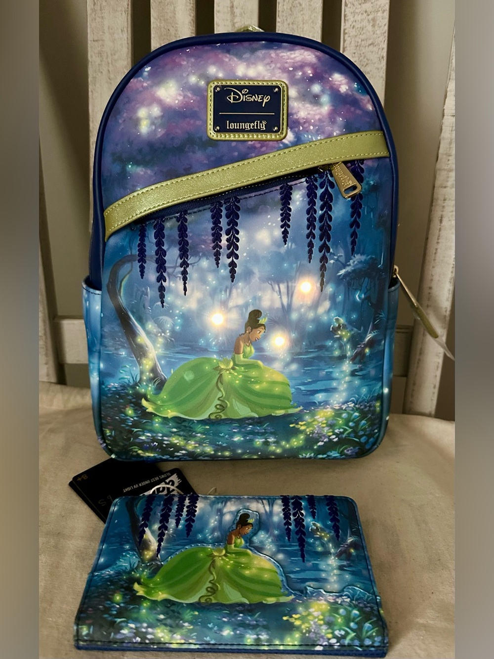 Loungefly Disney Princess & the Frog Bayou Light-Up GITD Mini Backpack & Wallet